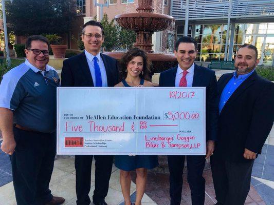 Thank you to the Linebarger, Goggan, Blair, and Sampson Law Firm for their constant support of Mcallen ISD