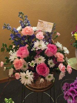 One of the beautiful baskets they arranged for my mom's funeral service that my friends called in to ask them to make.