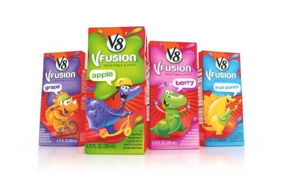 V8 V-Fusion juice packaging design for kids!