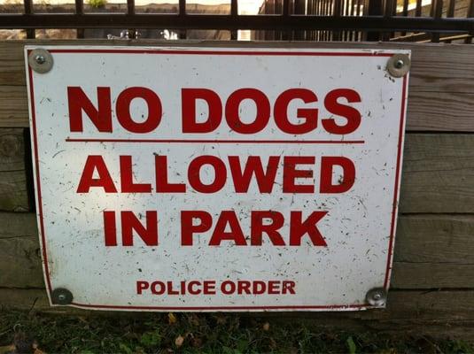 No dogs allowed in park by police order