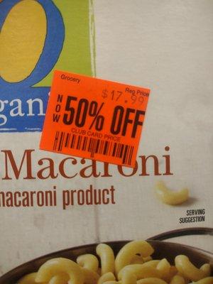 Elbow Macaroni from Safeway.  $17.99 per pound