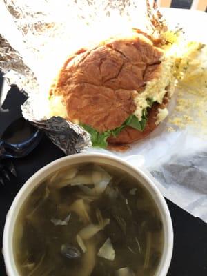 Egg salad & artichoke spinach soup