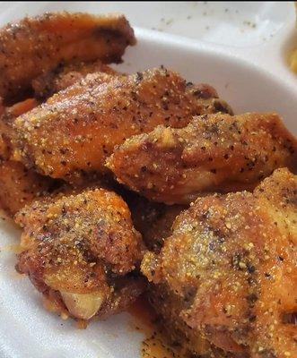 Hot lemon pepper wings