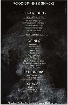 FINGER FOODS, DRINKS & SNACKS