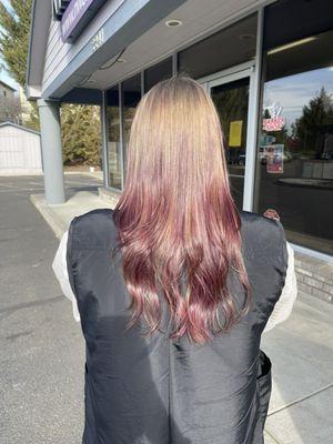 Purple balayage on natural hair