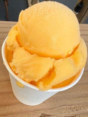 DELICIOUSSSSS! A Large 1/2 Lemon 1/2 Mango @ Mangione's Italian Ice in Santa Barbara CA.