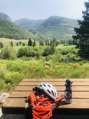 Rest stop on ride down from Vail Pass