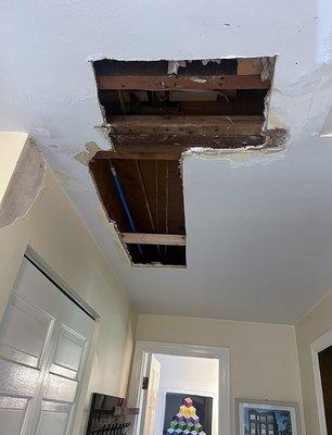 Plumbing repair holes in ceiling