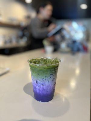 Ube matcha latte