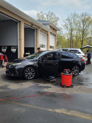 My baby being serviced. He needed it. Why yes my car has male pronouns because I name all my cars and this one, well this one's a, "he."