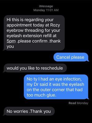 Convo with lash lady