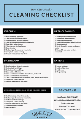 Want to know what areas we cover? Check out our cleaning checklist!