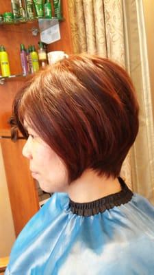 Ombre color on chin length beveled bob