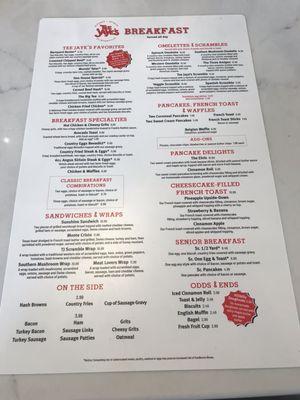 Breakfast menu