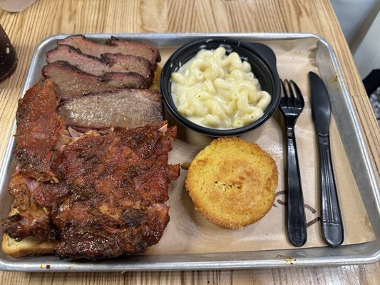 2 meat bbq plate - ribs and brisket