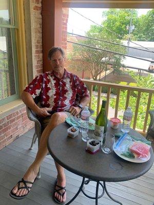 Picnic lunch with the love of my life for 38 years in one of the hotels lovely porches.