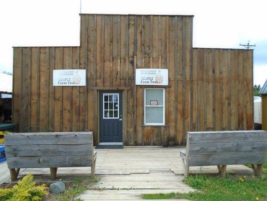 The main syrup building, open in-season until all of the bottles have been sold.