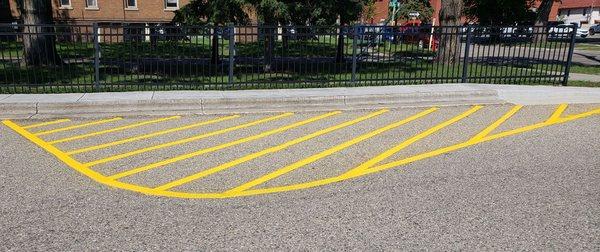 No parking directional stripes in downtown Fargo ND lot