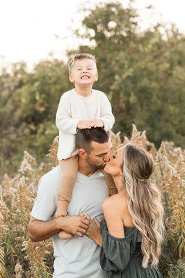 Outdoor family pictures, at sunset, in our privately leased field.