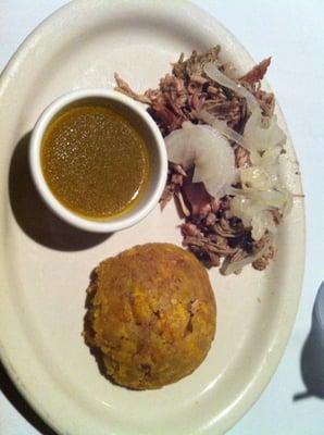 Baked pork and monfongo with au jus