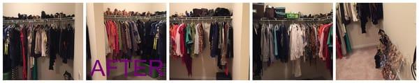 after we went thru everything in her closet, then I organized the items together.  Now she can see what she has and shop acco...