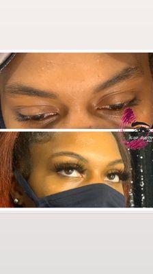 Before and After Eyebrow wax & Strip Lashes