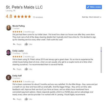 Book online at www.stpetesmaids.com/booking to become a Happy Customer like these people!