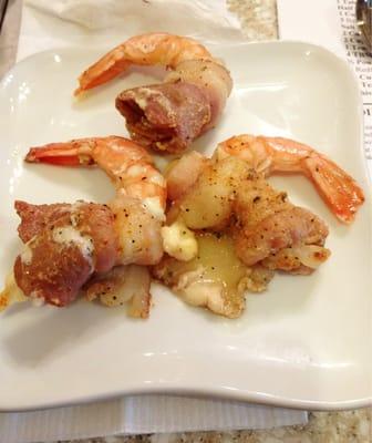 Half Shell Seafood Cooking Class at Cane River Kitchenware. Gouda stuffed Shrimp wrapped in Bacon.