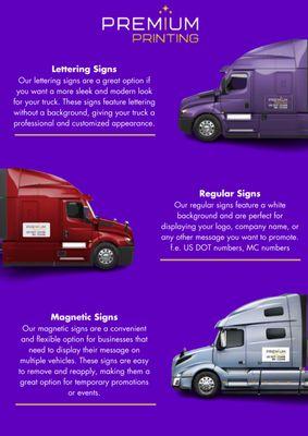 We produce high-quality magnetic and vinyl signs and decals for trucks, cars, SUVs, vans, and pickups.