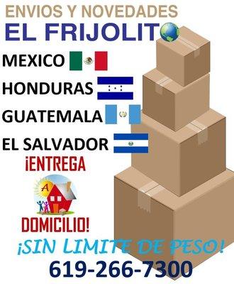 Paquetería a Mexico, Guatemala, Honduras, y El Salvador. Sin Límite de Peso!