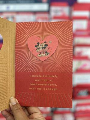 Inside of the cutest Mickey & Minnie Valentine's card