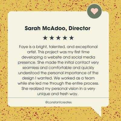 Testimonial for a full service website and brand design project.