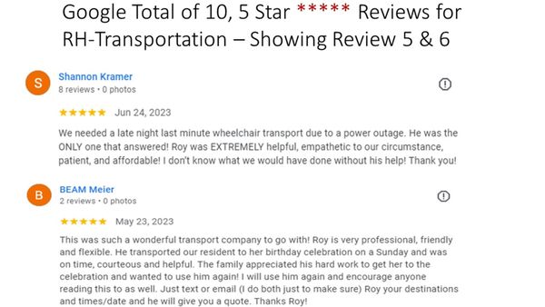 Google 10, 5 Star Reviews, Showing 5 & 6