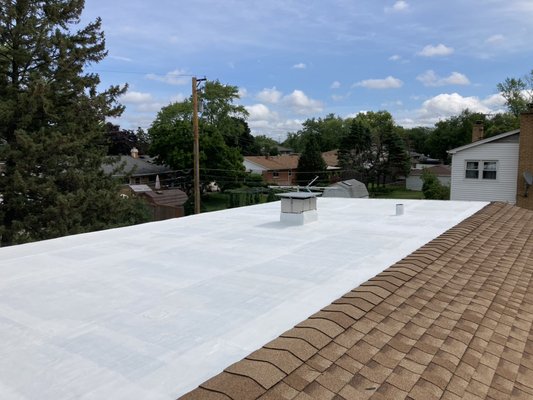 After - We we're able to save this roof with repairs and white thermoplastic roof coating