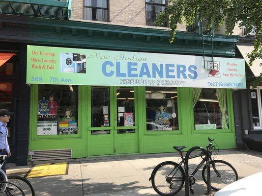 Front view of New Hudson Cleaners. Very bright and friendly looking!