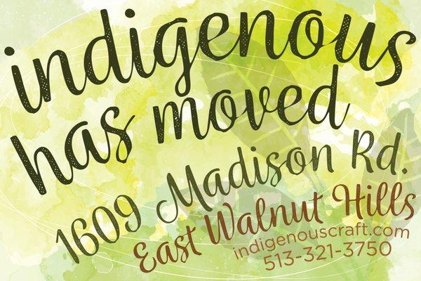 NEW gallery space at 1609 Madison Road with soft opening on August 18, grand opening event September 29 & 30. Still open 7 days a week!