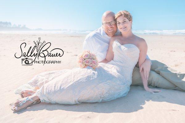 Just married at Bastendorff Beach, Coos Bay, Oregon