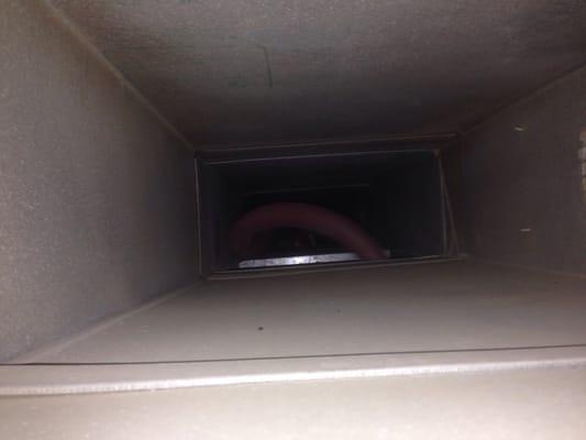 This is an example of what your Air Ducts can look like afterwe use our Rotobrush duct cleaning system.