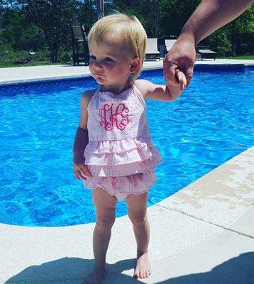 Here personalized bathing suit, she looks so cute!!