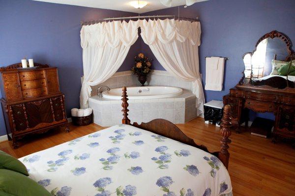 Tranquility Suite  with it's soulful blue color scheme and beautiful hydrangeas symbolizing abundance