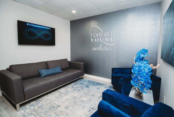 The lobby of Forever Young Aesthetics in South Tampa.