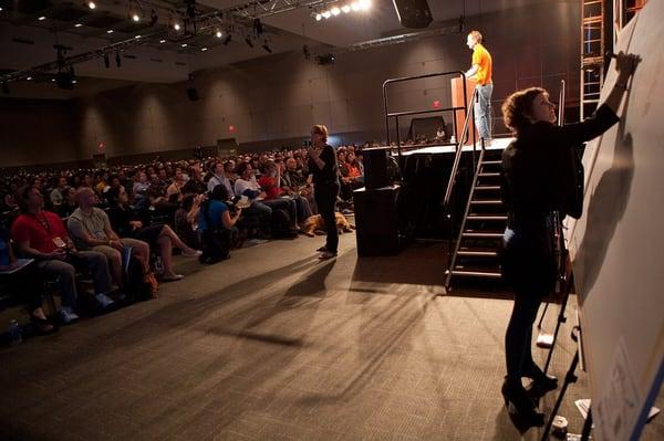 Nora scribing during Christopher Poole's Keynote speech at SXSW Interactive 2011