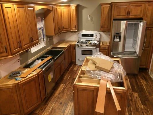 Cabinet & hardwood floor installation