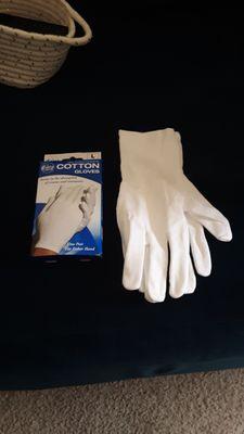 I purchsed these gloves in correlation to the traditional latex/nitral gloves (COVID-19). The "Cara 100% Dermatological Cotton Gloves.