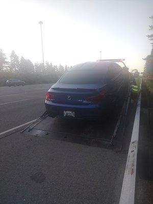 AA towing a 2017 BMW M6 flat tire. they do excellent work and very careful with your vehicle.