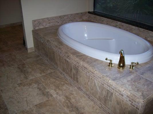 Custom ceramic bathroom tile install from Valley Interiors Design Center in Phoenix, AZ