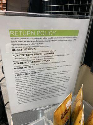 Return policy as of 9/9/22