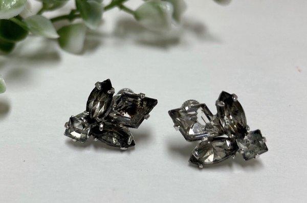 Vintage Smoky Rhinestone Screwback Earrings $16