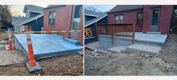 Rebuilt the front concrete porch and poured new concrete slab on top