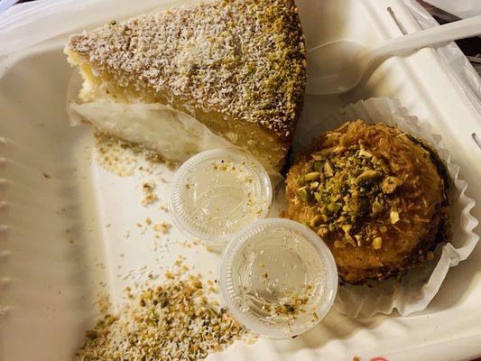 Basbousa cake and knafeh